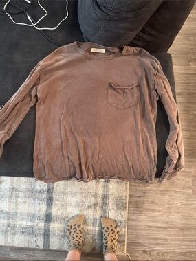 Brown “we the free” pocket long sleeve top